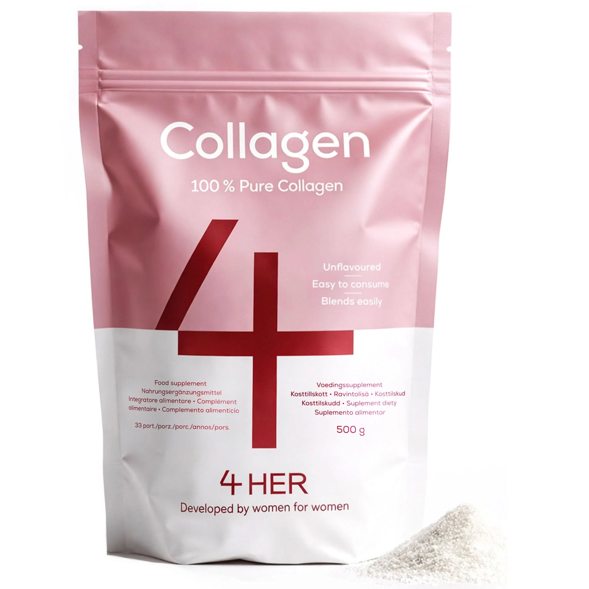 4 HER Collagen Pure 100% Pure Hydrolysed Bovine Collagen Peptides Powder 500g