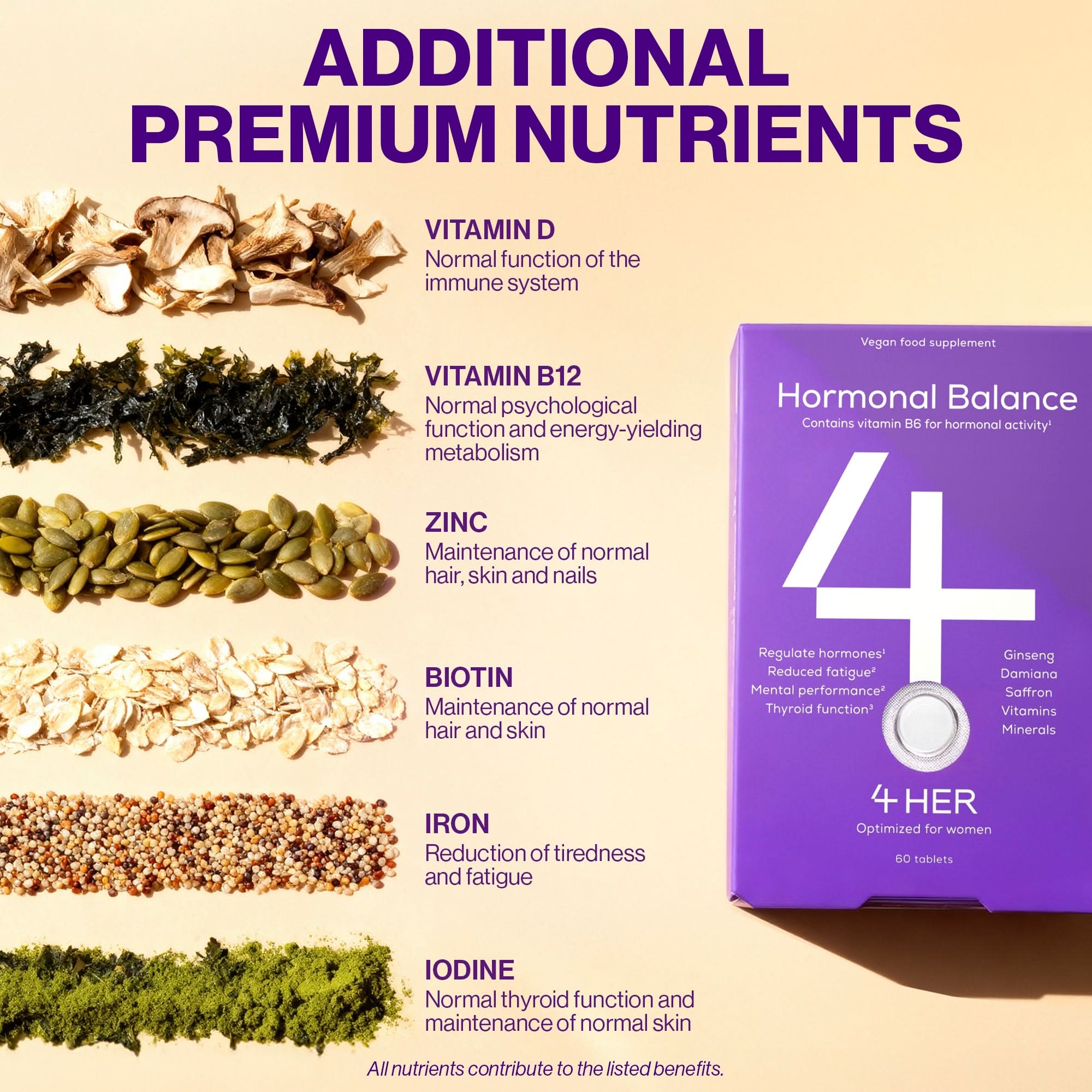 4 HER Hormonal Balance Multivitamin & Botanical Blend for Women 60 Tablets - Image 3