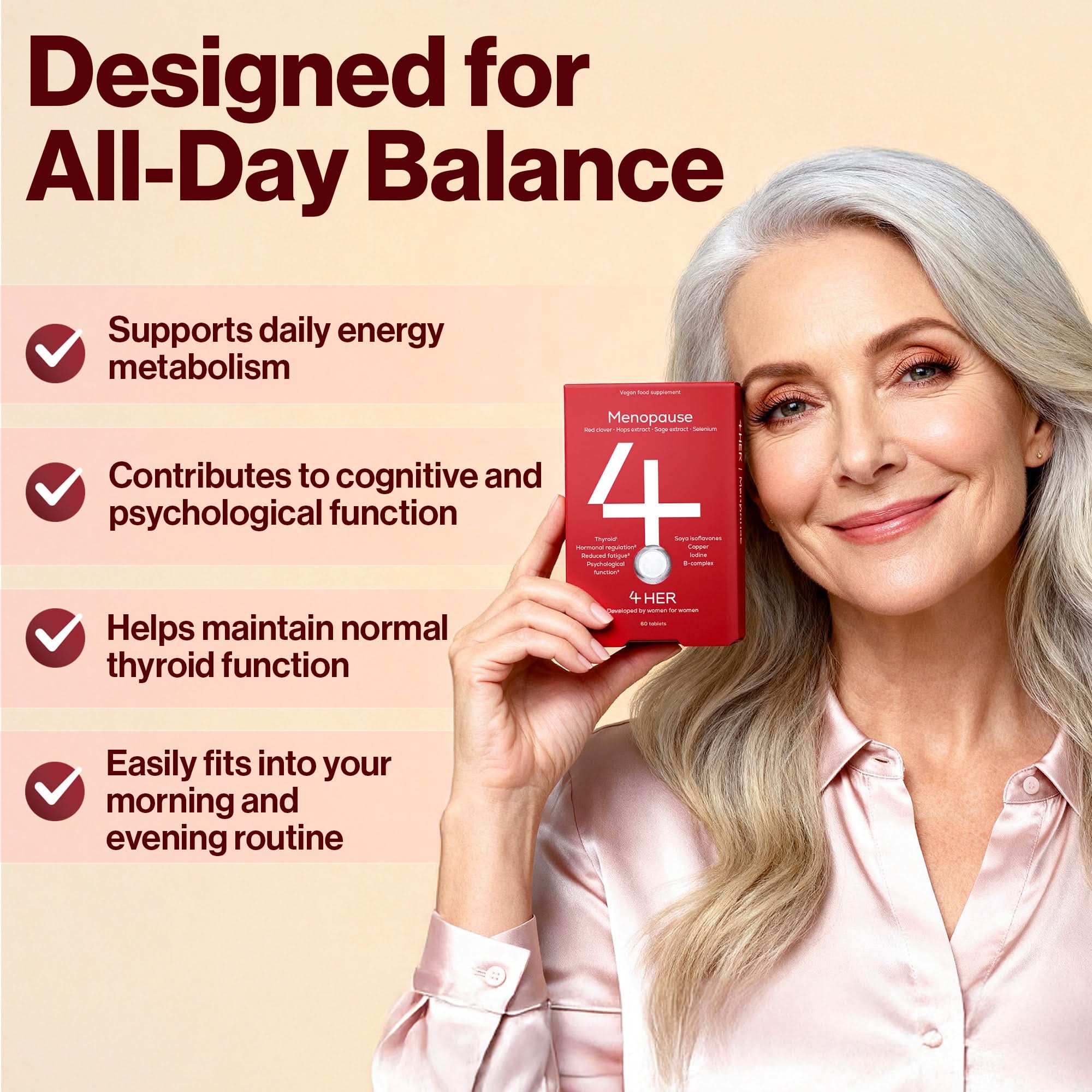 4 HER Menopause Nutritional Support with Red Clover & Sage 60 Tablets - Image 3