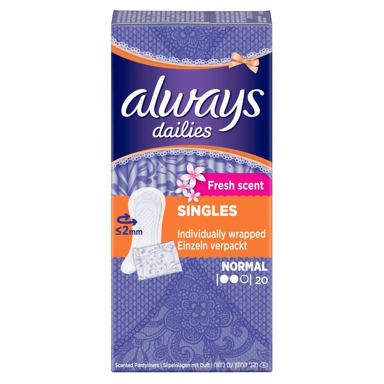 Always Dailies Normal Pantyliners Fresh Scent 20 Liners