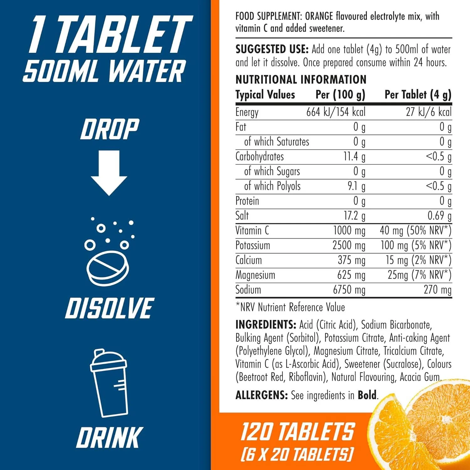 Applied Nutrition Endurance Hydration Electrolyte Tablets Orange  20 x 4g tablets - Image 8