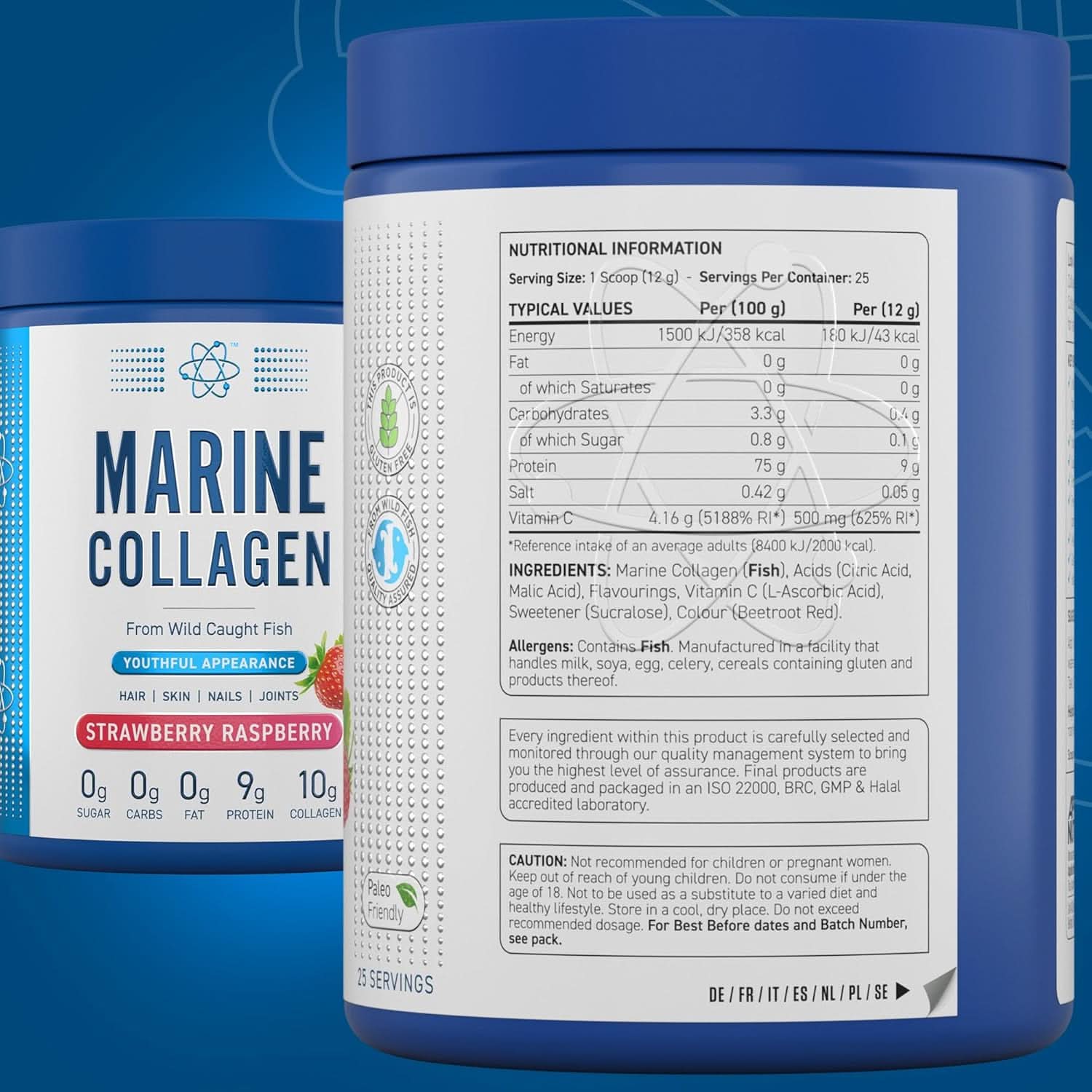 Applied Nutrition Marine Collagen Powder Strawberry & Raspberry Flavour 300g - Image 2