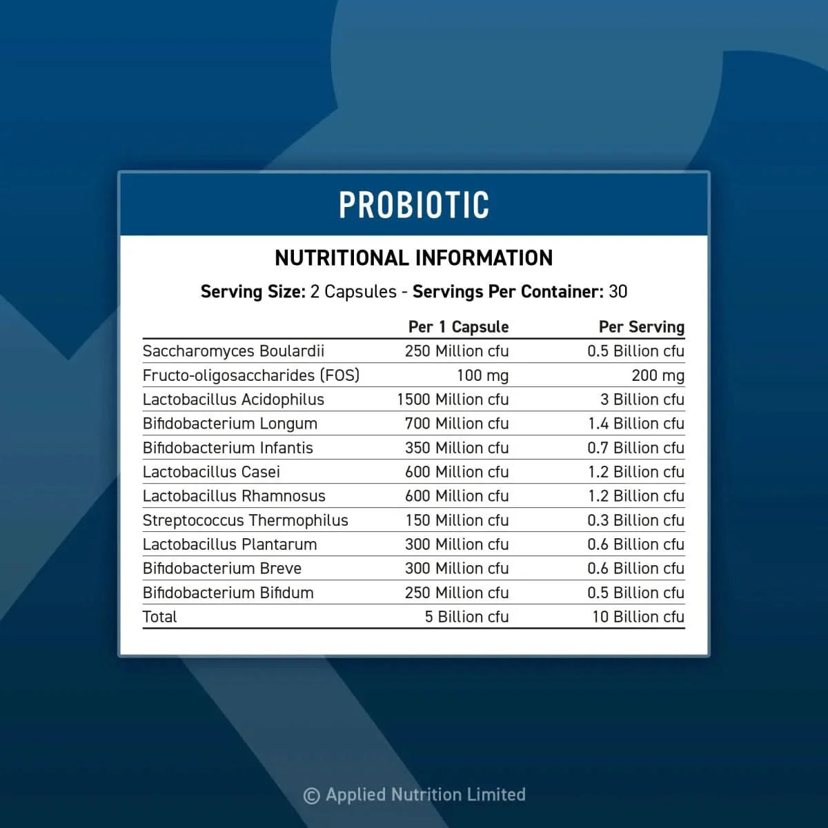 Applied Nutrition Probiotic Advanced Multi Strain Formula 60 Capsules - Image 3