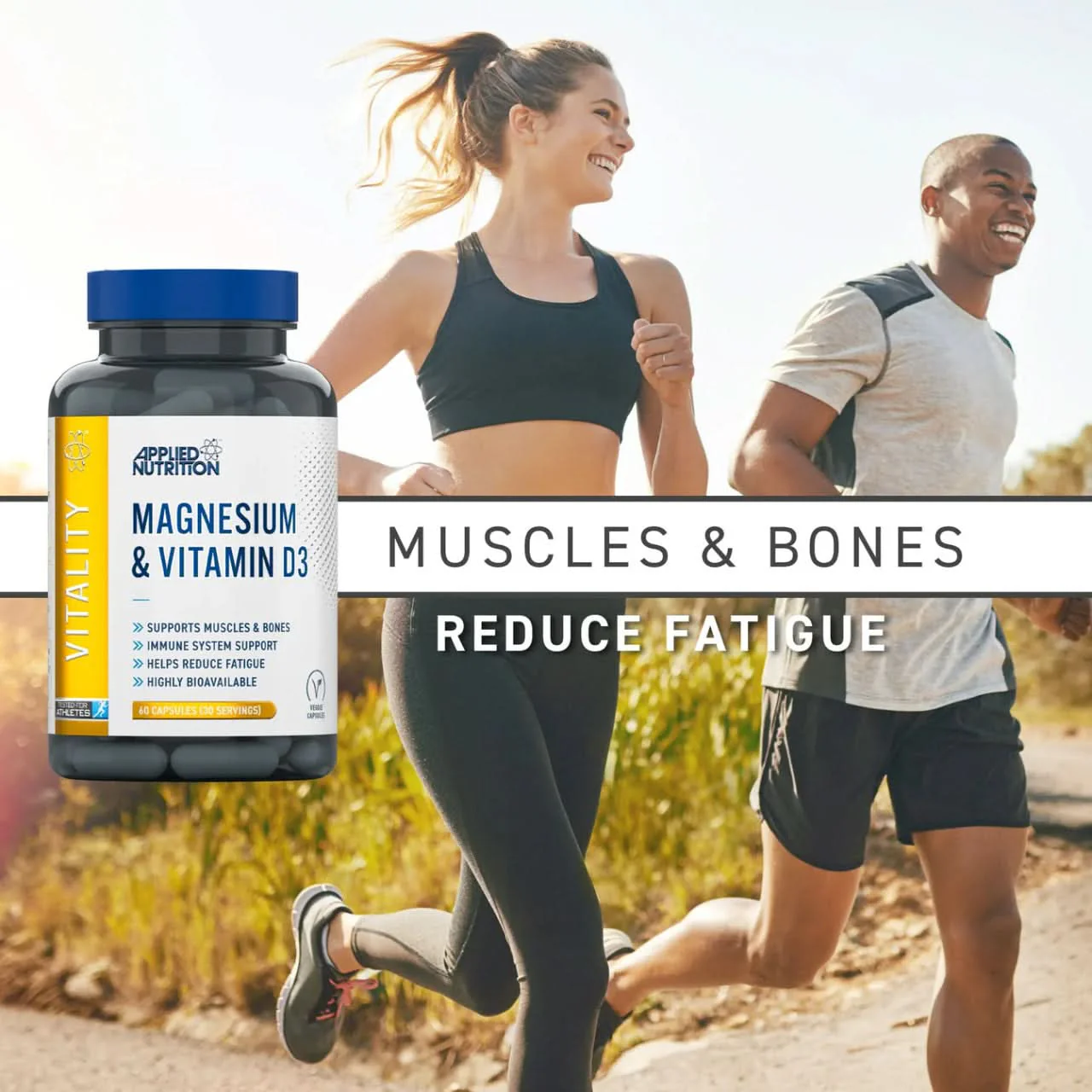 Applied Nutrition Vitality Magnesium + Vitamin D3 60 Capsules - Image 4