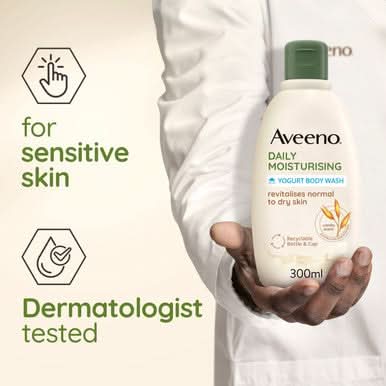 Aveeno Moisturising Yogurt Body Wash Vanilla & Oat Scent 300ml - Image 2