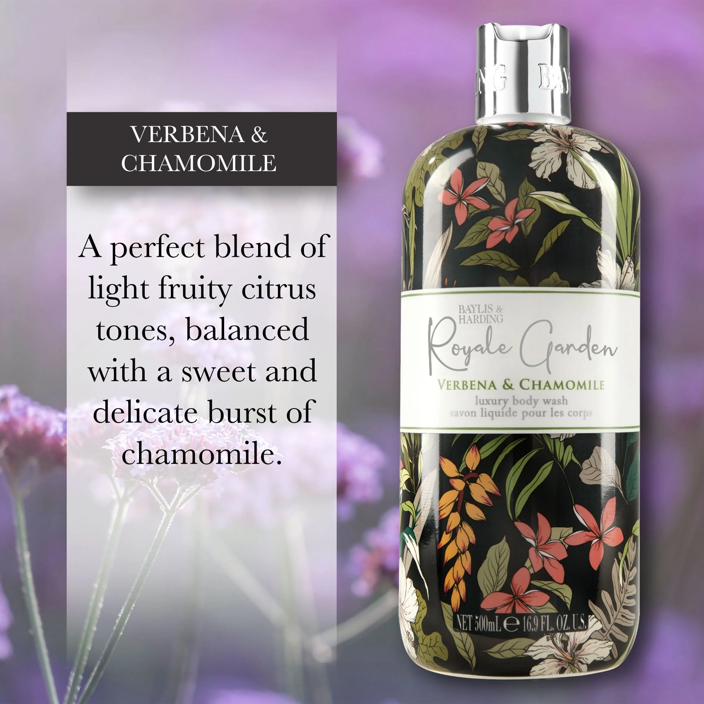 Baylis & Harding Royale Garden Verbena & Chamomile Body Wash 500ml - Image 2