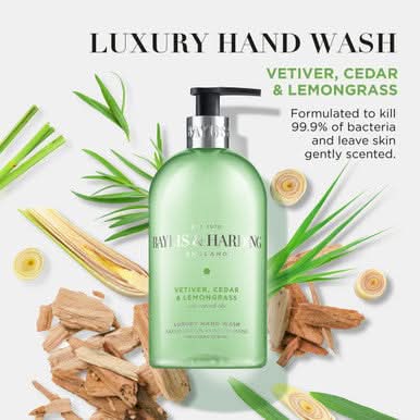 Baylis & Harding Vetiver, Cedar & Lemongrass Anti-Bacterial Hand Wash 500ml - Image 4