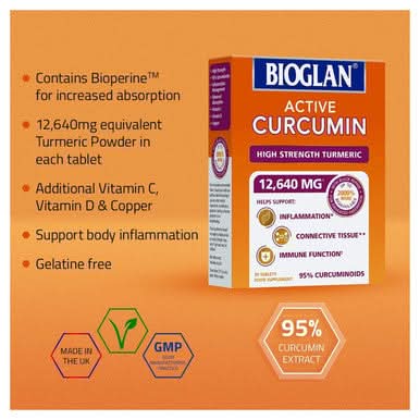 Bioglan Active Curcumin High Strength Turmeric 30 Tablets - Image 2