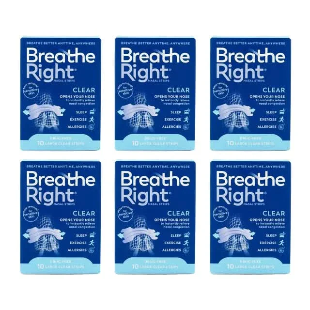 Breathe Right Nasal Strips Clear Large x 6