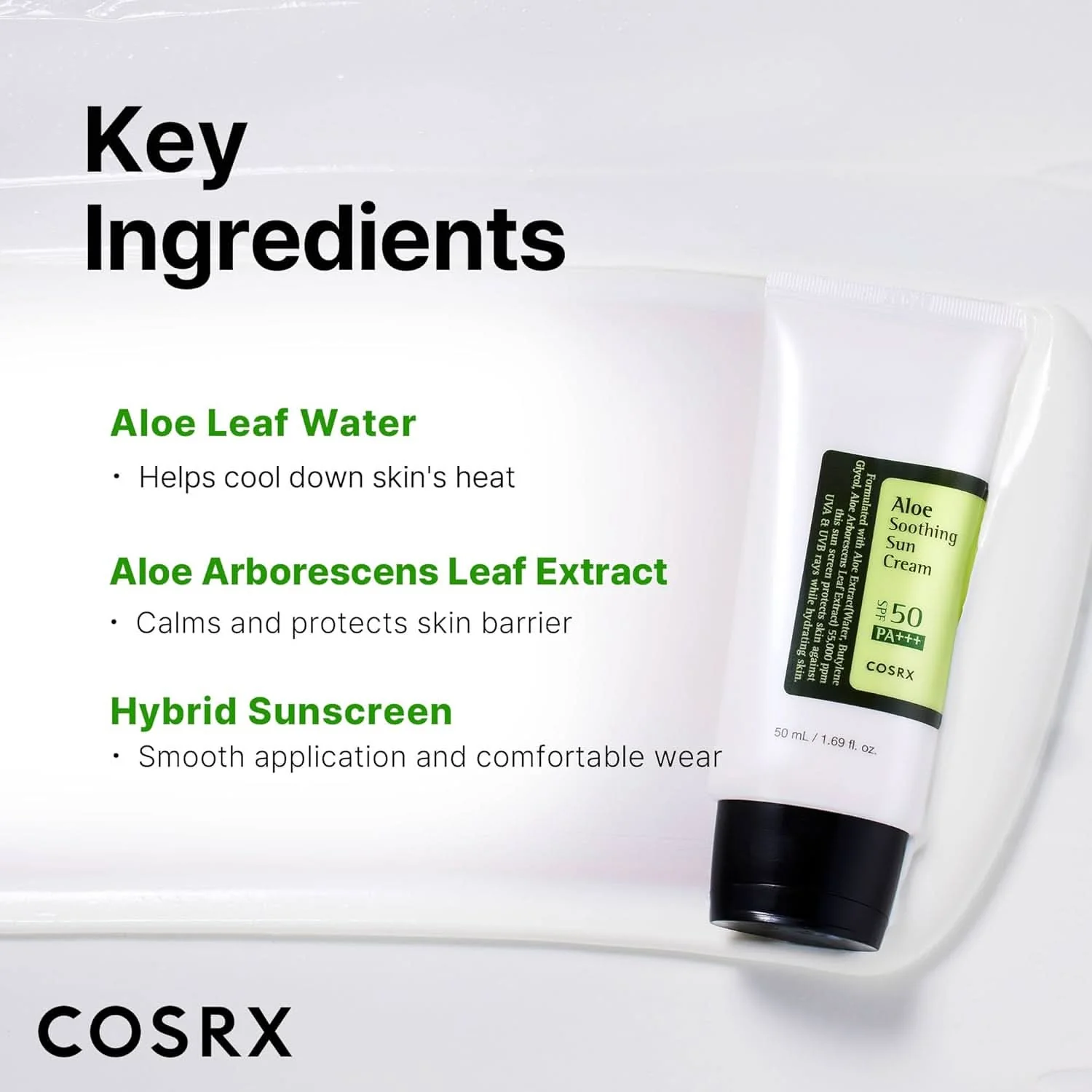 COSRX Aloe Soothing Sun Cream SPF50+ 50ml - Image 4