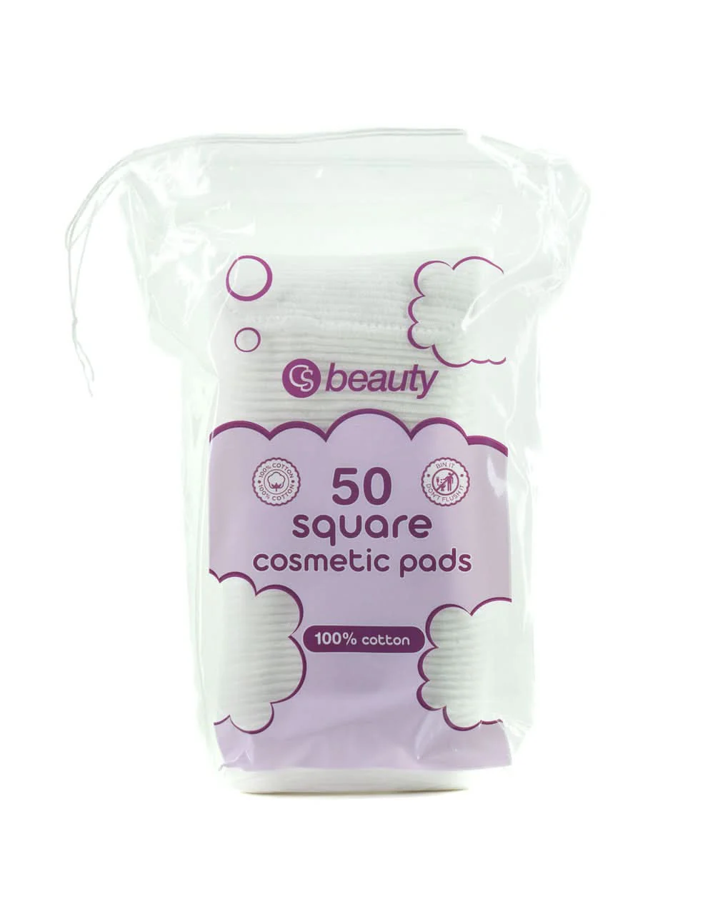 CS Beauty Square Cotton Wool Cosmetic Pad 50 Pads