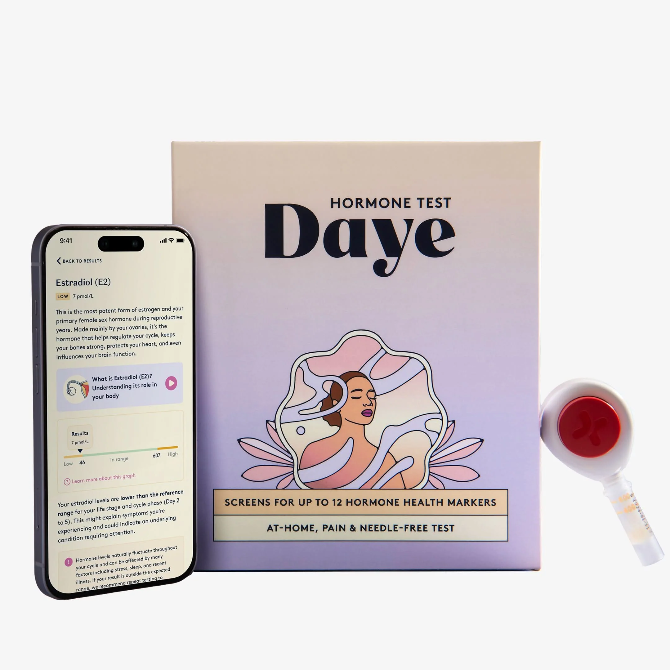 Daye At-Home Hormone Test Kit Simple On-Arm Blood Sample Collection for Lab Analysis of Key Hormones (FSH, LH, TSH & More)