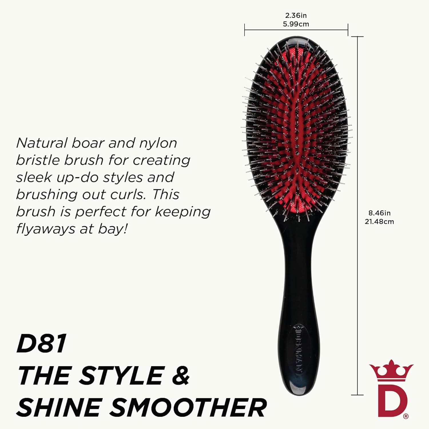 Denman D81M Medium Style & Shine Brush Black - Image 2