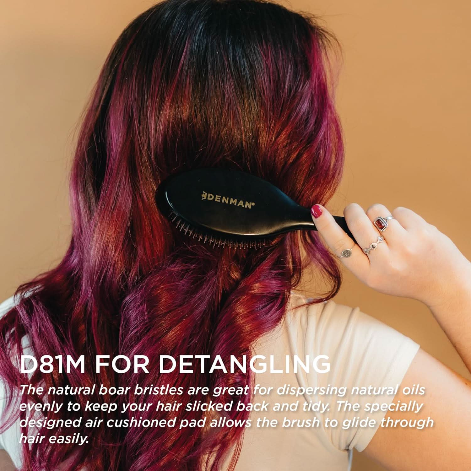 Denman D81M Medium Style & Shine Brush Black - Image 3