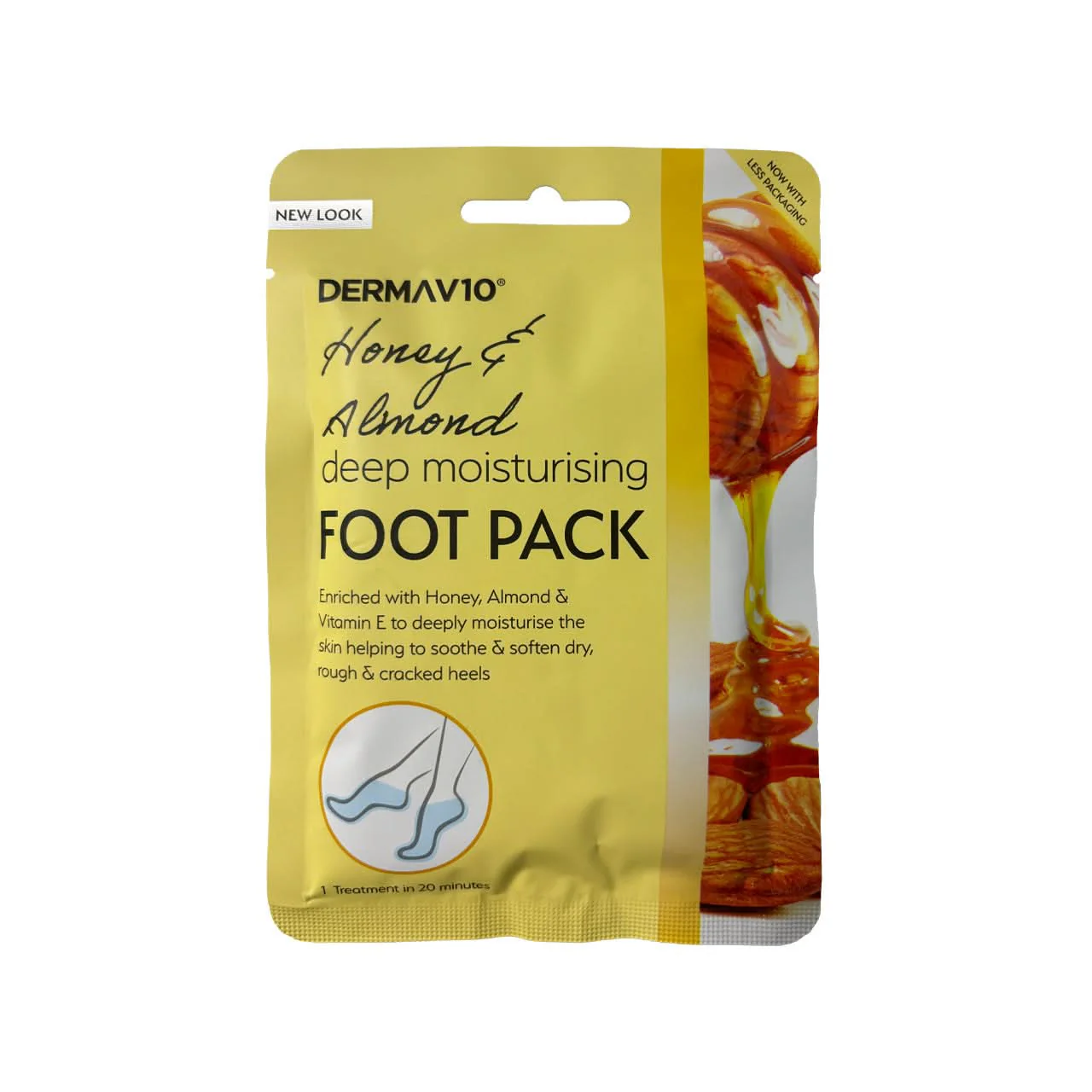 DermaV10 Deep Moisturising Foot Packs Honey & Almond 1 Pair