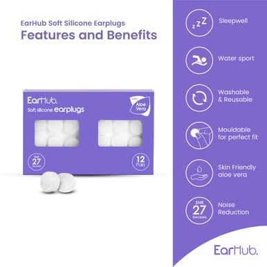 EarHub Sleepwell Premium Silicone Earplugs with Aloe Vera 12 Pairs - Image 4