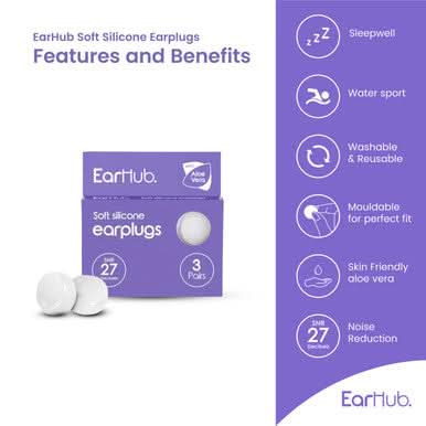 EarHub Sleepwell Premium Silicone Earplugs with Aloe Vera 3 Pairs - Image 5