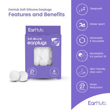 EarHub Sleepwell Premium Silicone Earplugs With Aloe Vera 6 Pairs - Image 5