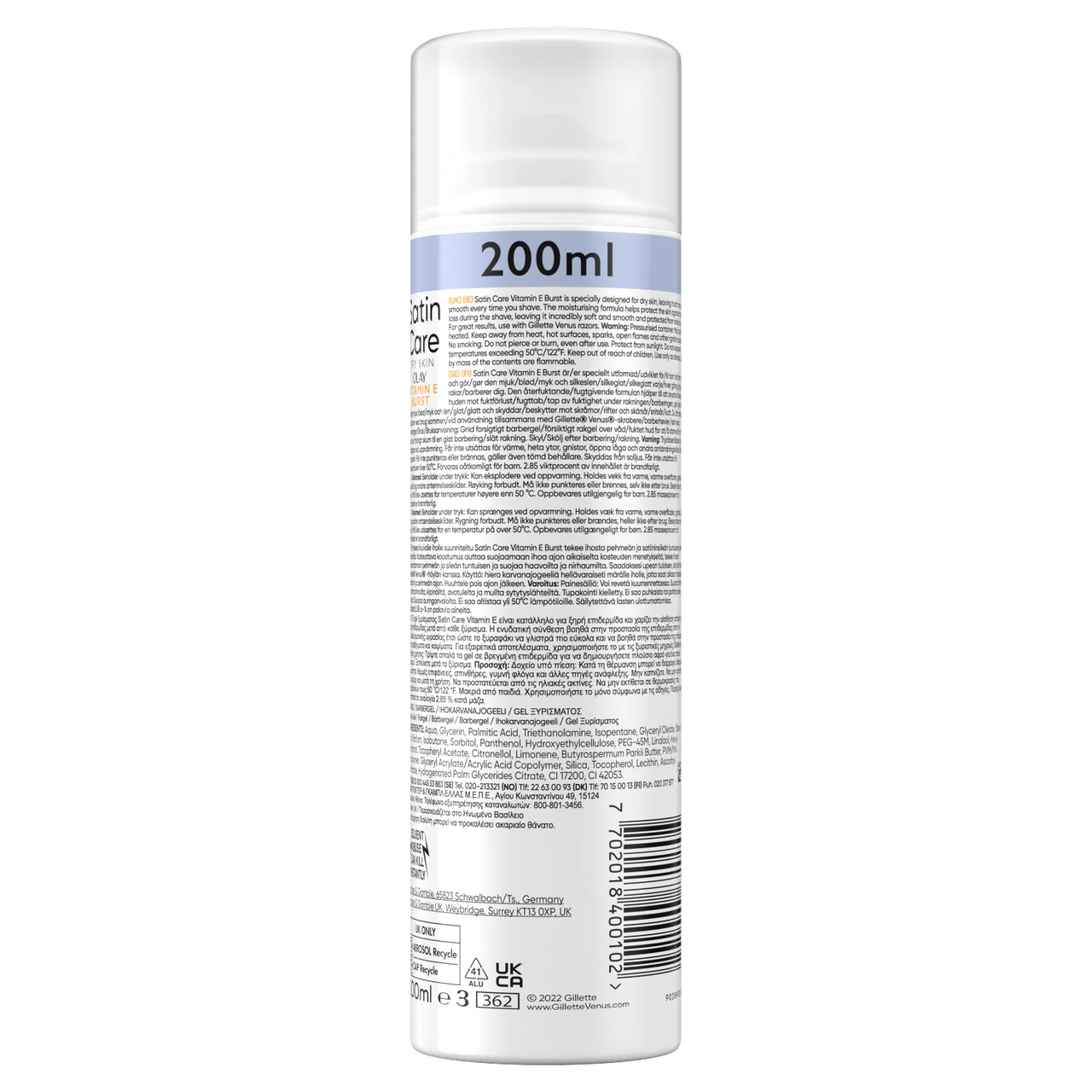 Gillette Venus Satin Care Shaving Gel Olay & Vitamin E 200ml - Image 2