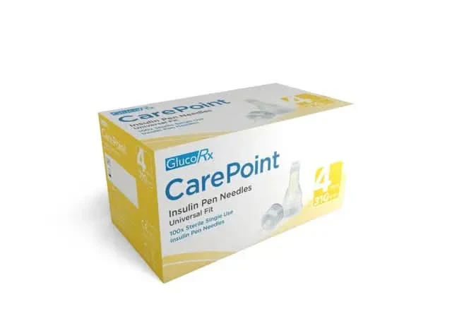GlucoRx Carepoint Pen Needles 32g 4mm 100 Pack