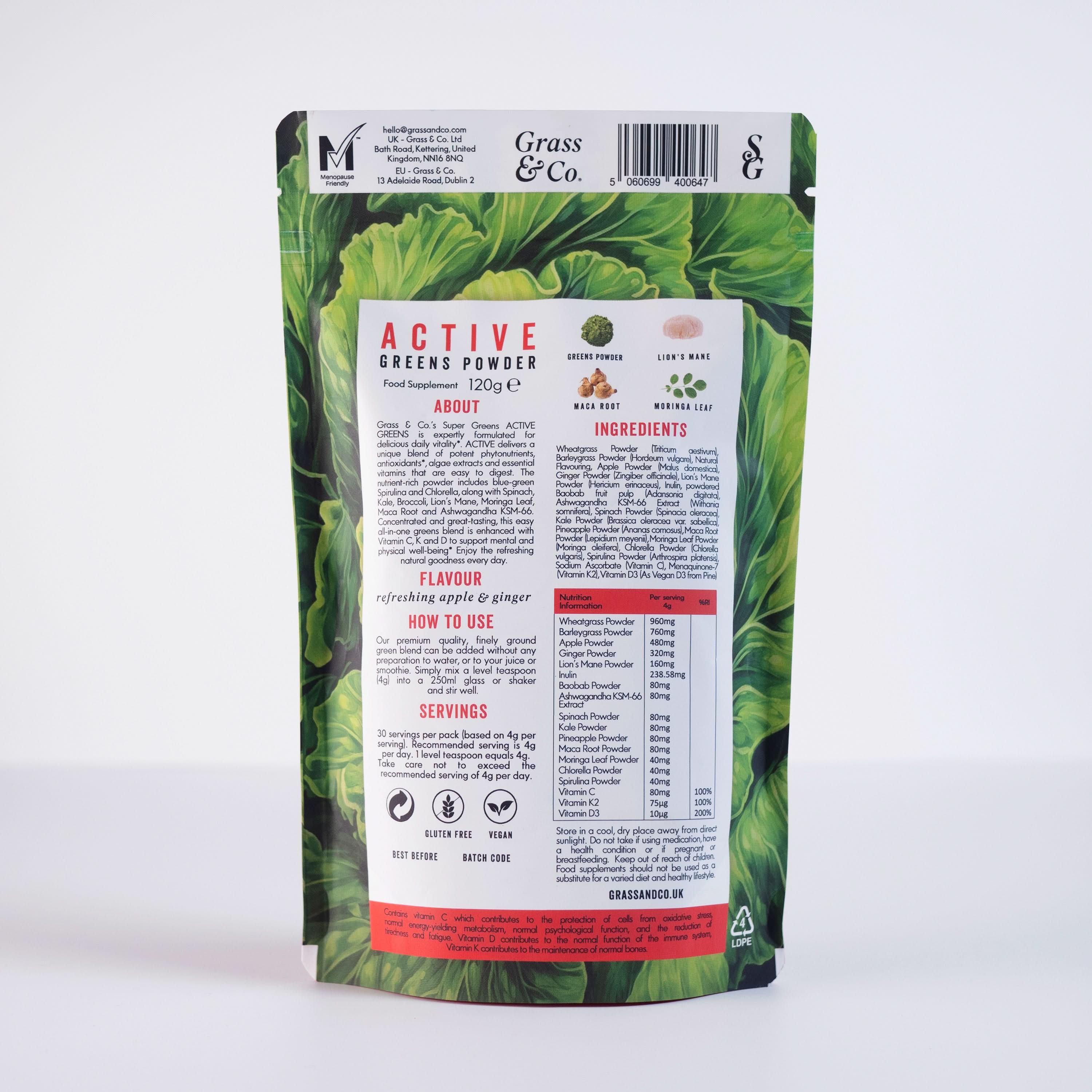 Grass & Co ACTIVE Super Greens Powder 120g - Image 2