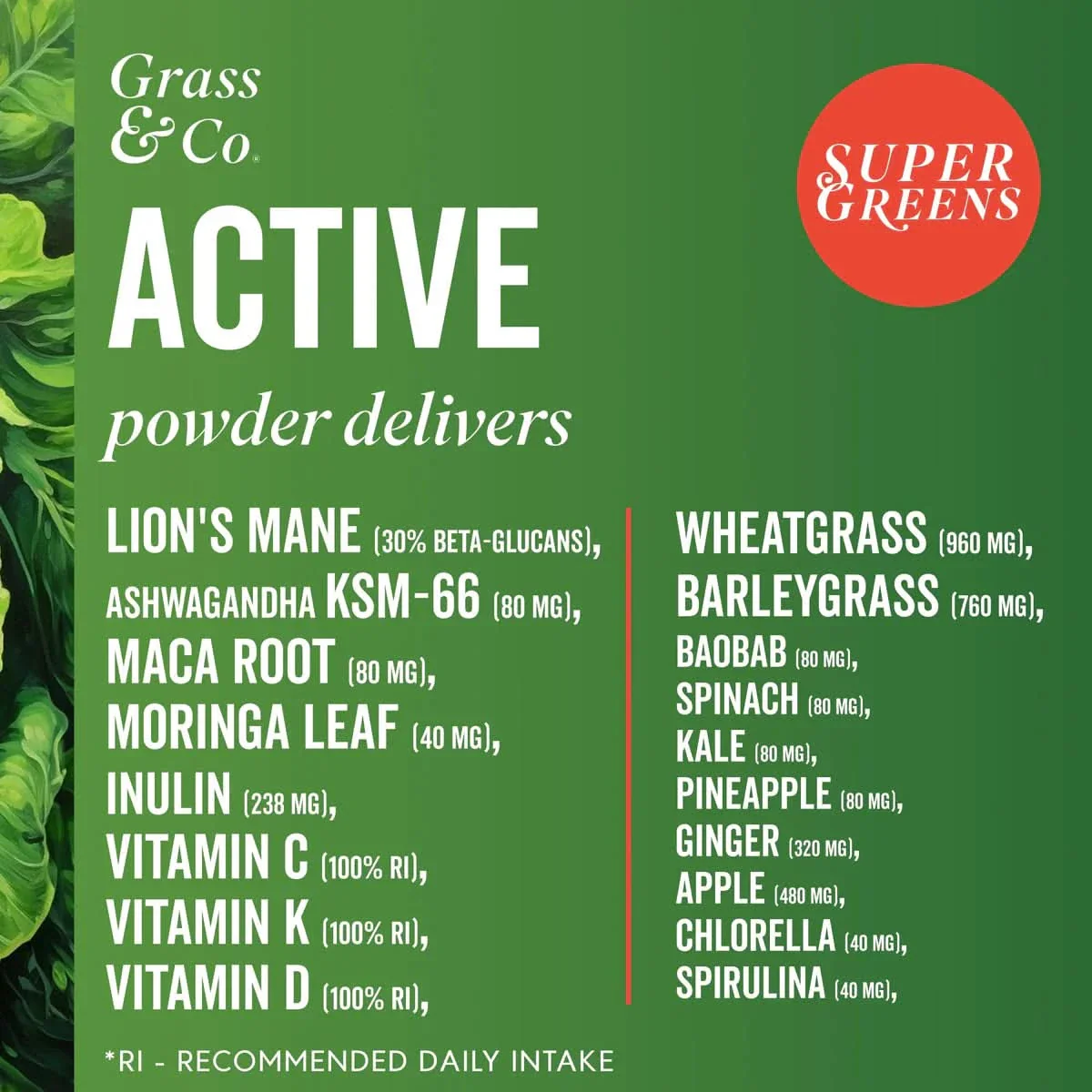 Grass & Co ACTIVE Super Greens Powder 120g - Image 4