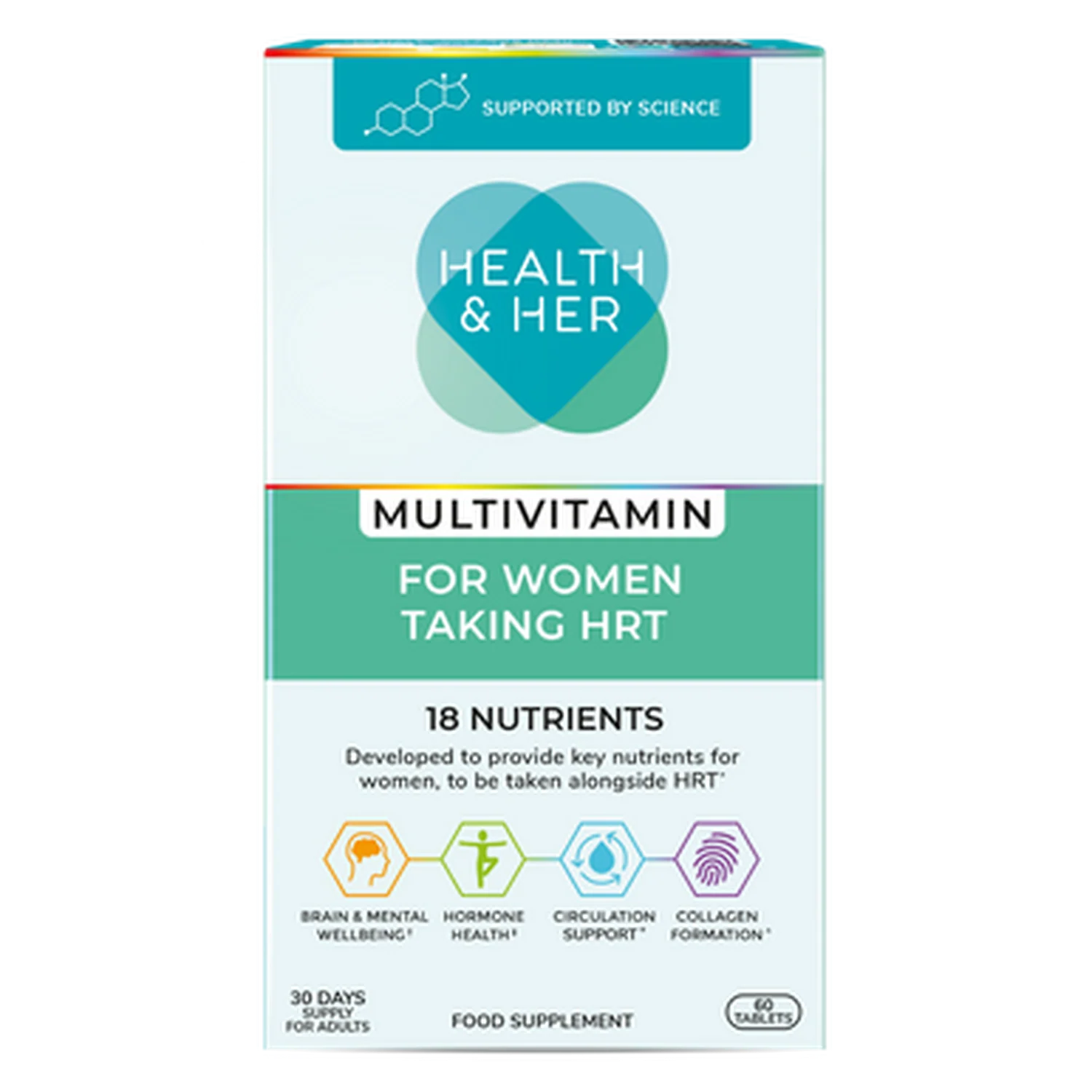 Health & Her Multivitamin for Women Taking Hormone Replacement Therapy HRT 60 Caplets