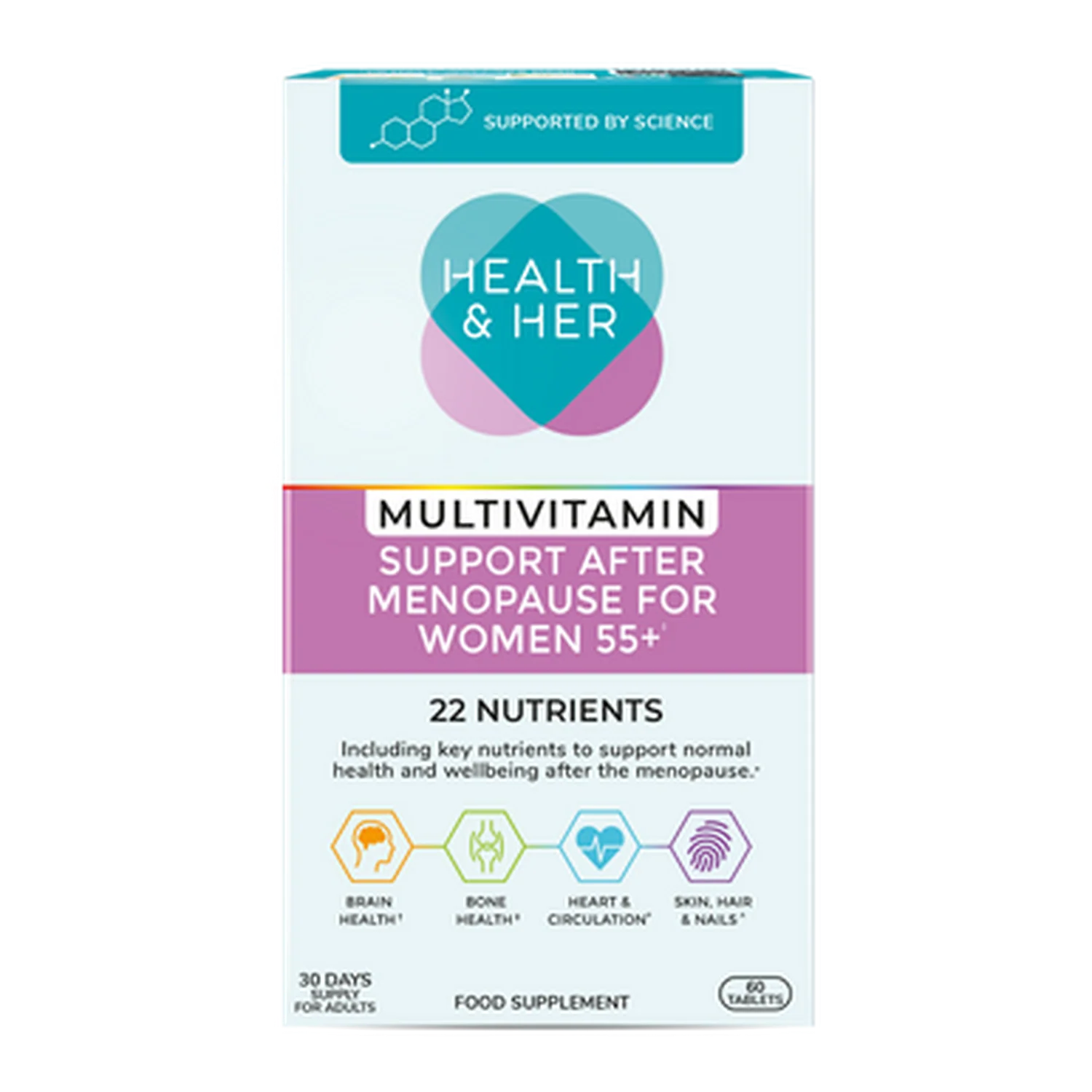 Health & Her Multivitamin Support After Menopause for Women 55+ 60 Capsules