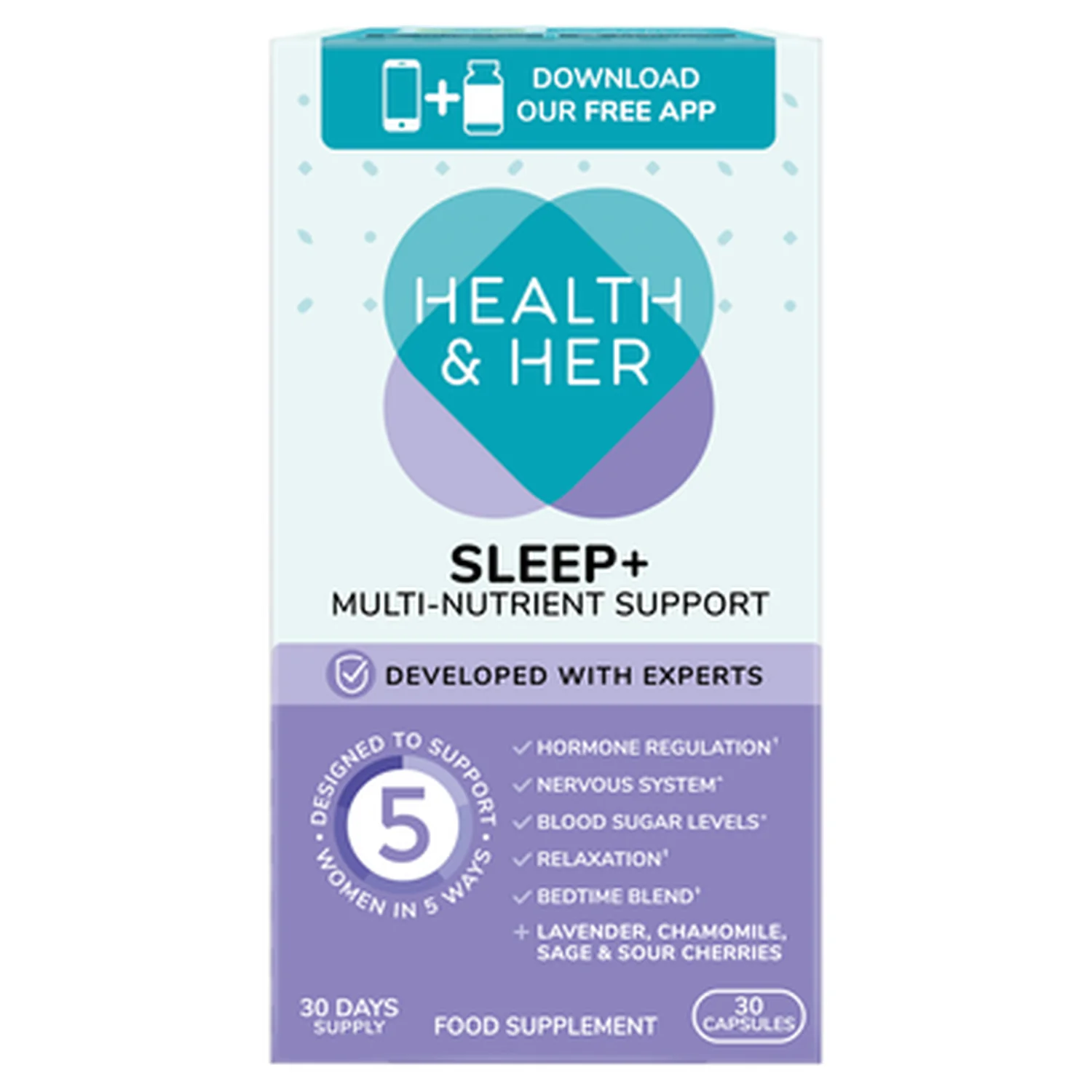 Health & Her Sleep+ Multi Nutrient Support Supplement 30 Capsules