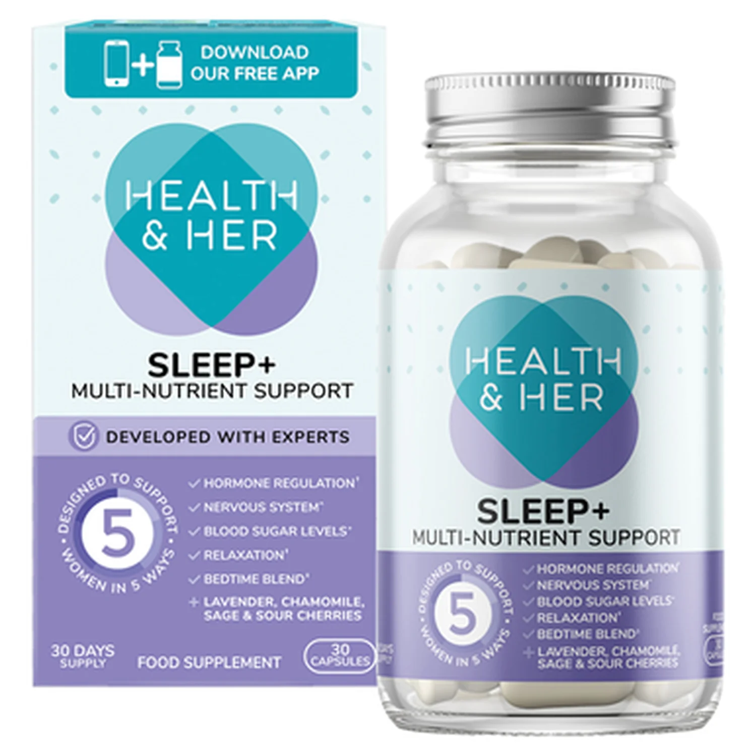 Health & Her Sleep+ Multi Nutrient Support Supplement 30 Capsules - Image 2
