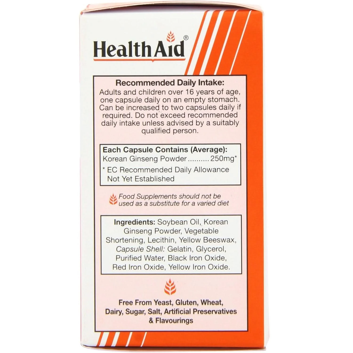 HealthAid Korean Ginseng 250mg Capsules 50s x3 - Image 2