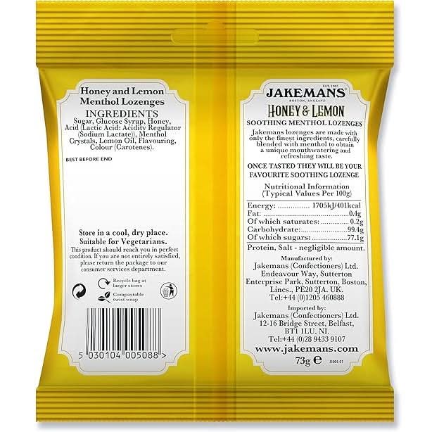 Jakemans Lozenges Honey & Lemon 73g - Image 2