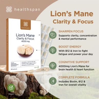 Healthspan LionMane & Clarity & Focus 60 Capsules - Image 4