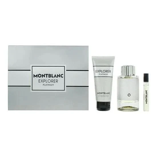 Mont Blanc Explorer Platinum Gift Set EDP Spray 100ml + Shower Gel 100ml + EDP 7.5ml
