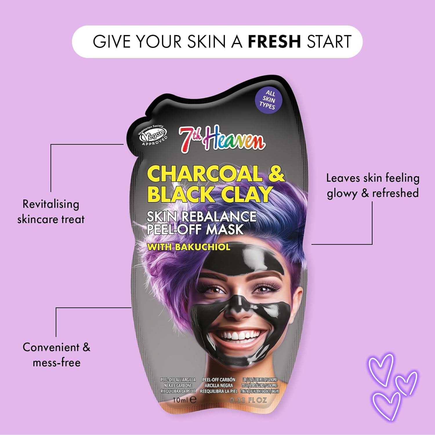 Montagne Jeunesse Charcoal Clay Peel-Off Face Mask with Bakuchiol 10ml - Image 2