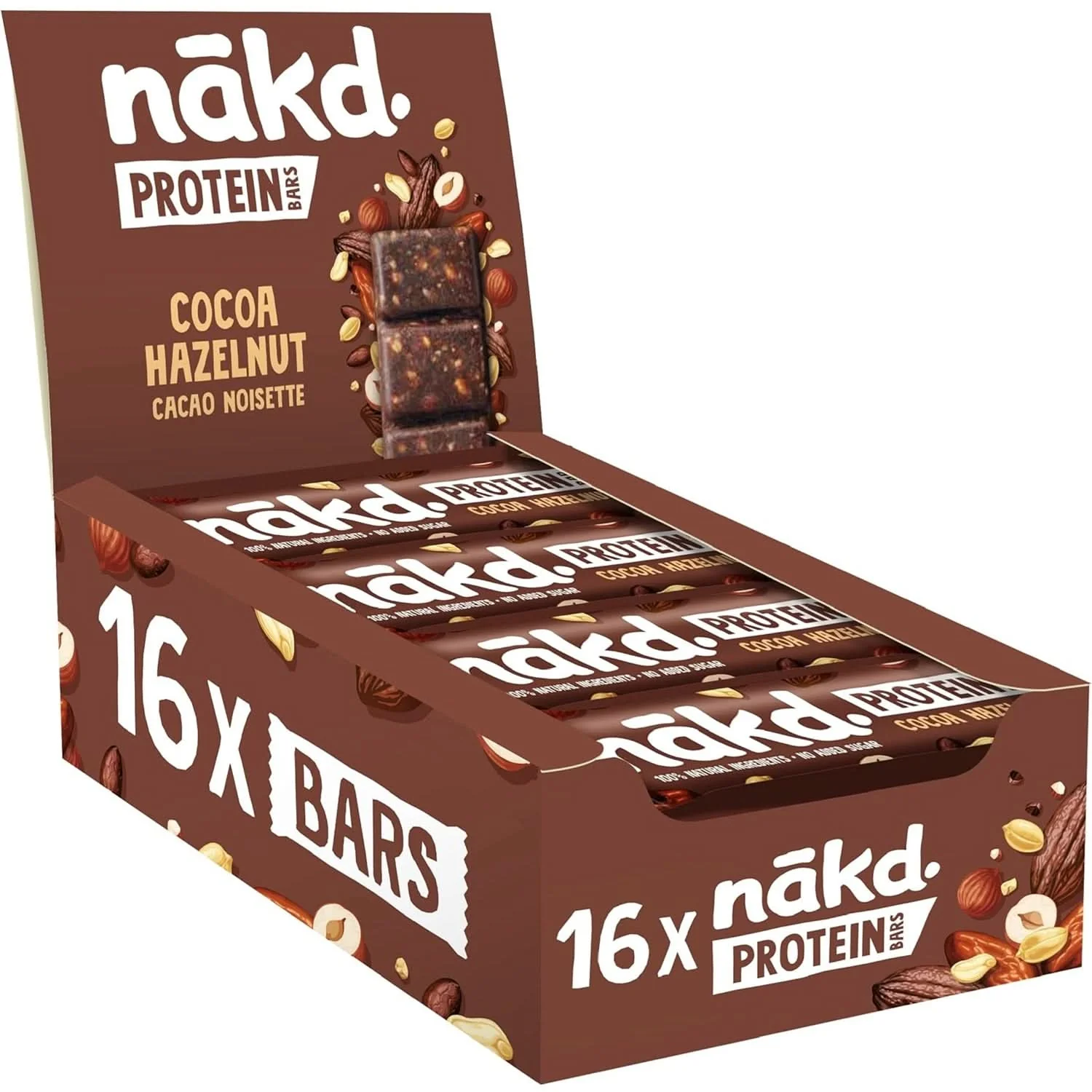 Nakd. Protein Bars Cocoa Hazelnut 16x45g