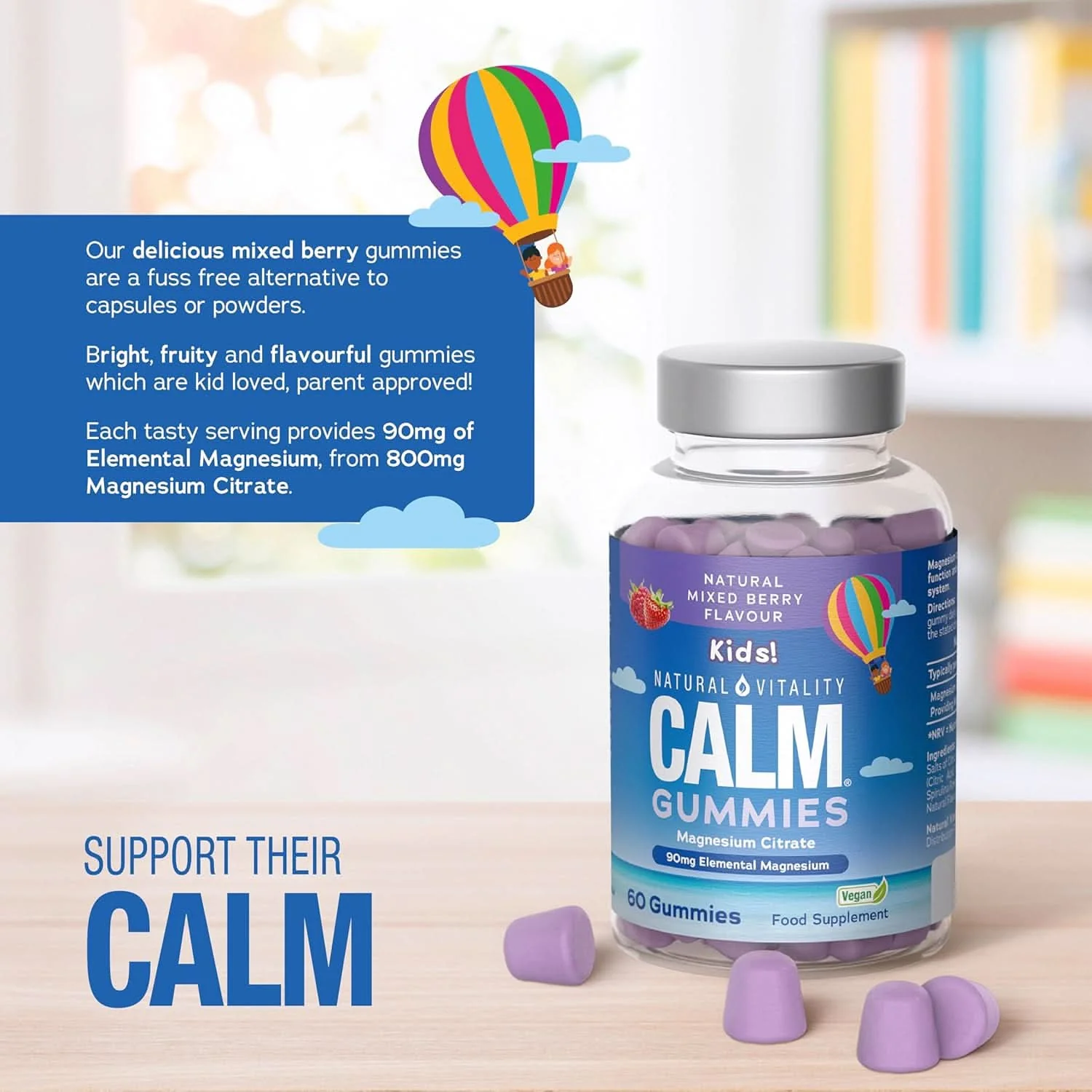 Natural Vitality Calm Kids Magnesium 90mg 60 Vegan Gummies - Image 2