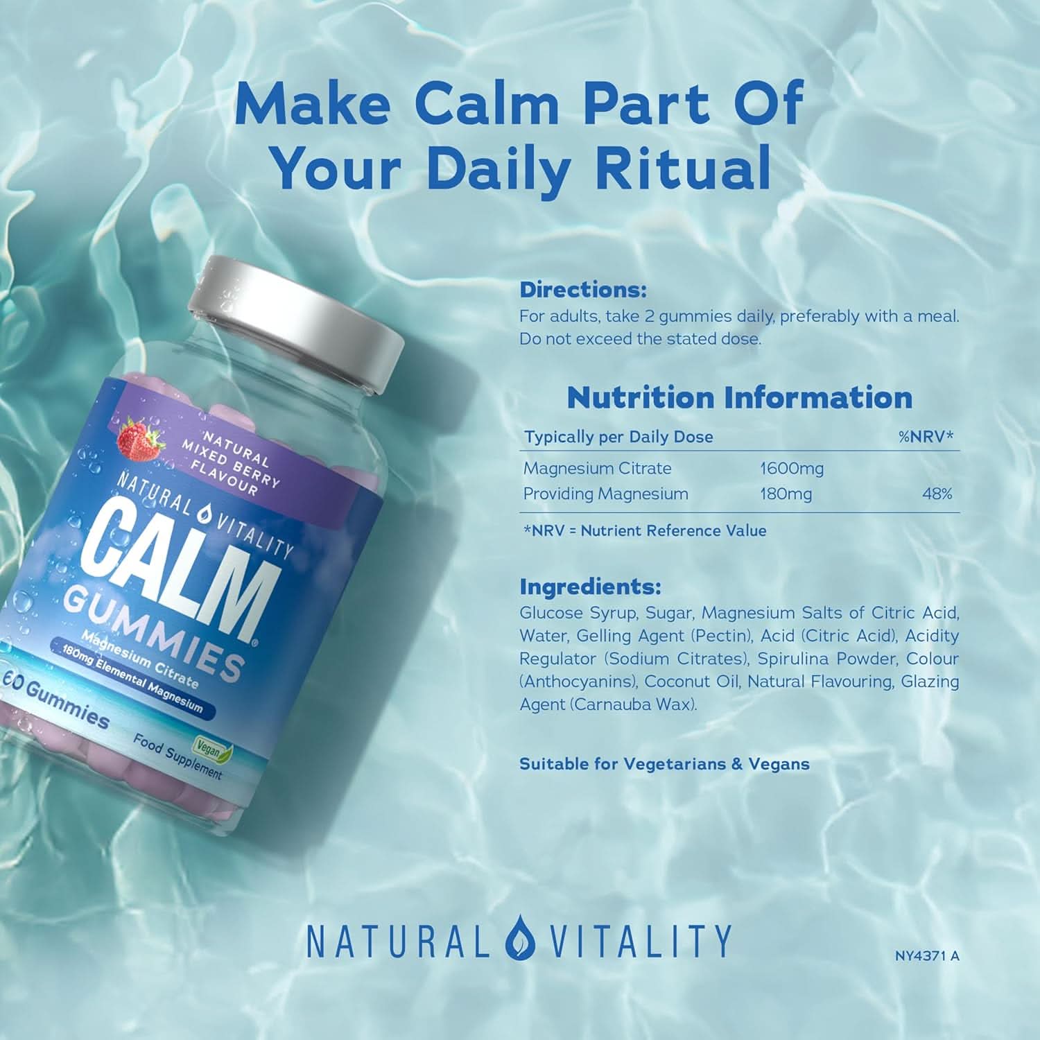 Natural Vitality Calm Magnesium 180mg 60 Vegan Gummies - Image 4