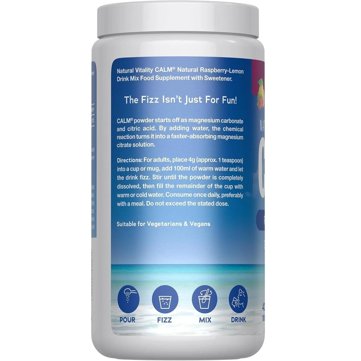 Natural Vitality Calm Relaxing Drink Mix Raspberry Lemon Flavour 400g - Image 12