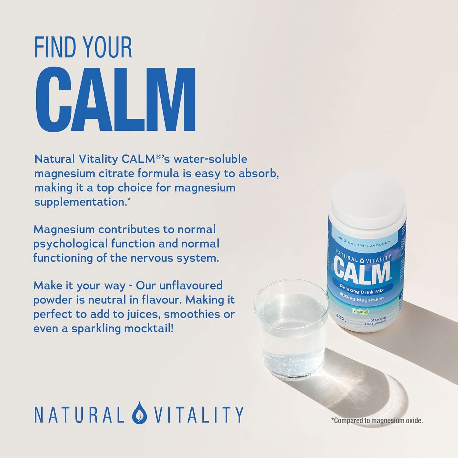 Natural Vitality Calm Relaxing Drink Mix Unflavoured 400g - Image 2