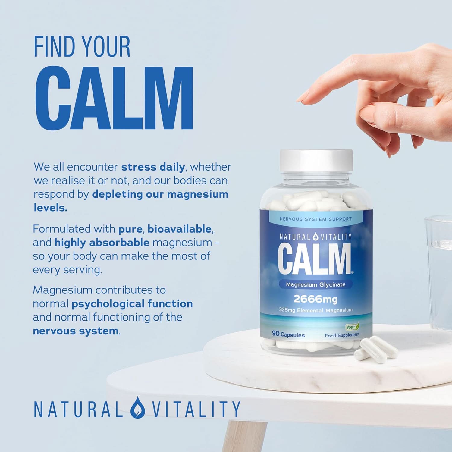 Natural Vitality Magnesium Glycinate 2660mg 90 Capsules - Image 2