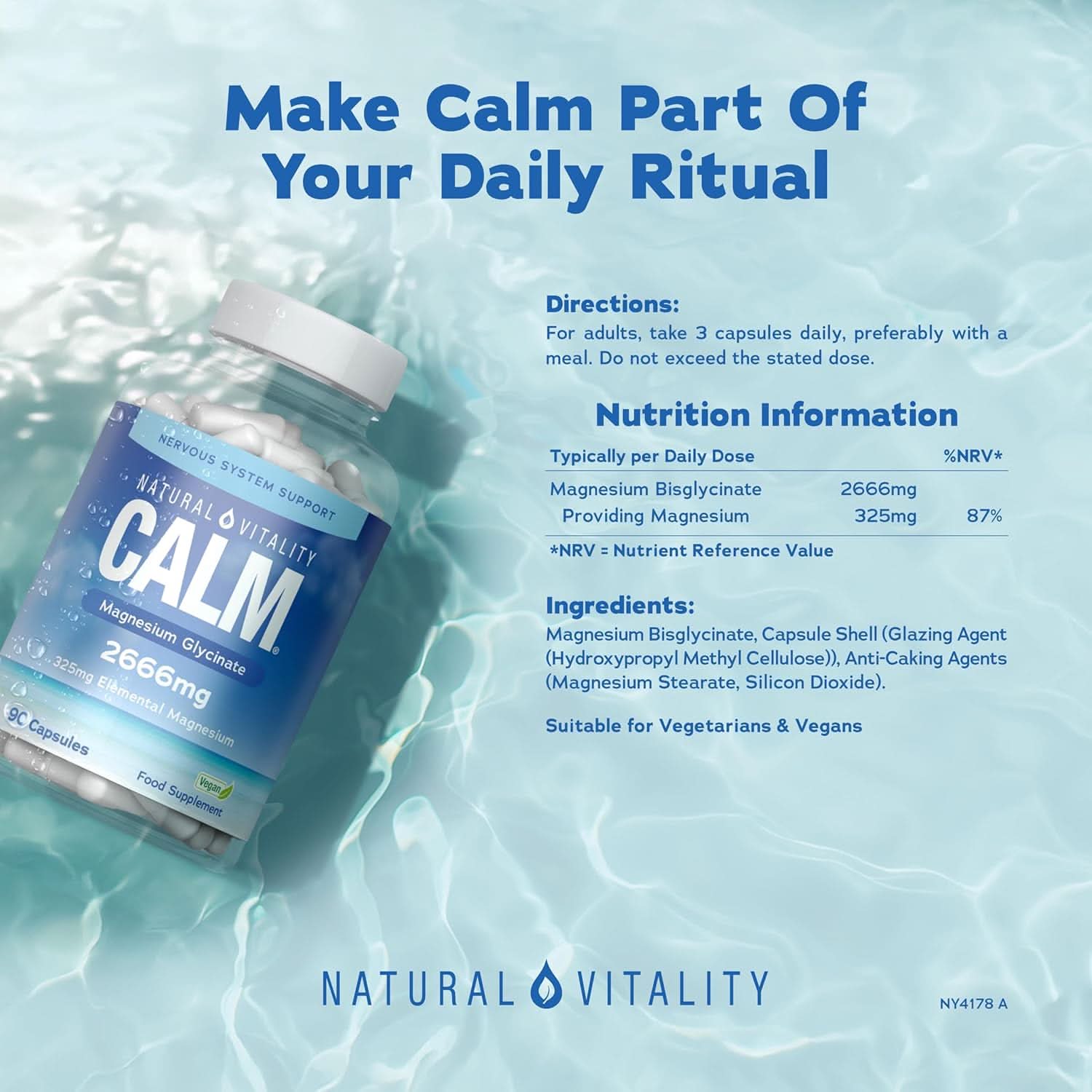 Natural Vitality Magnesium Glycinate 2660mg 90 Capsules - Image 4