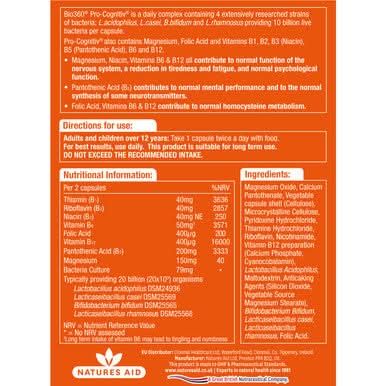 Natures Aid Bio360 Pro-Cognitiv Metal Performance 60 Capsules - Image 3