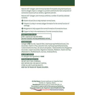 Natures Aid Collagen Joint Formula with Vitamin D3 & Zinc, plus Copper, Manganese & Vitamin C 60 VCaps - Image 2