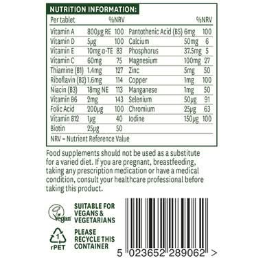 Natures Aid Multi-Vitamins & Minerals (without Iron) 60 Tablets - Image 3