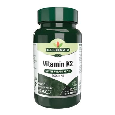 Natures Aid Vitamin K2 (100ug) MenaQ7 (with Vitamin D3) 30 Capsules