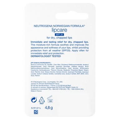 Neutrogena Norwegian Formula Lipcare SPF20 For Dry Chapped Lips 4.8g - Image 2