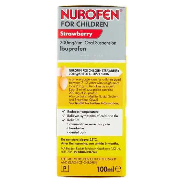 Nurofen Double Strength For Children 7-12 years Strawberry Flavour 100ml - Image 6