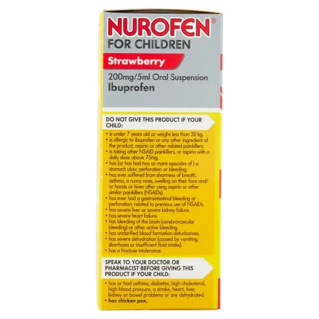 Nurofen Double Strength For Children 7-12 years Strawberry Flavour 100ml - Image 7