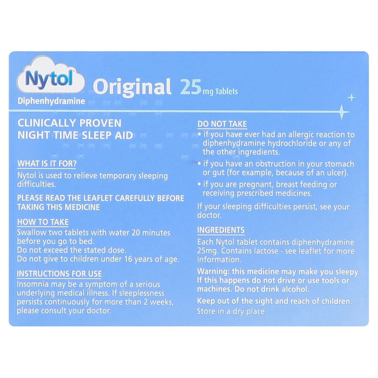 Nytol Original 25mg 20 Caplets - Image 2